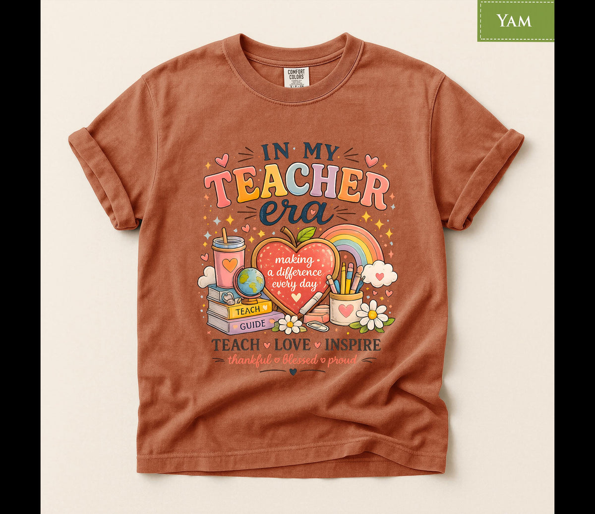 Comfort Colors® In My Teacher Era Shirt, Back to School Top, Teacher Retro Inspired Tee, Cute Educator Gift