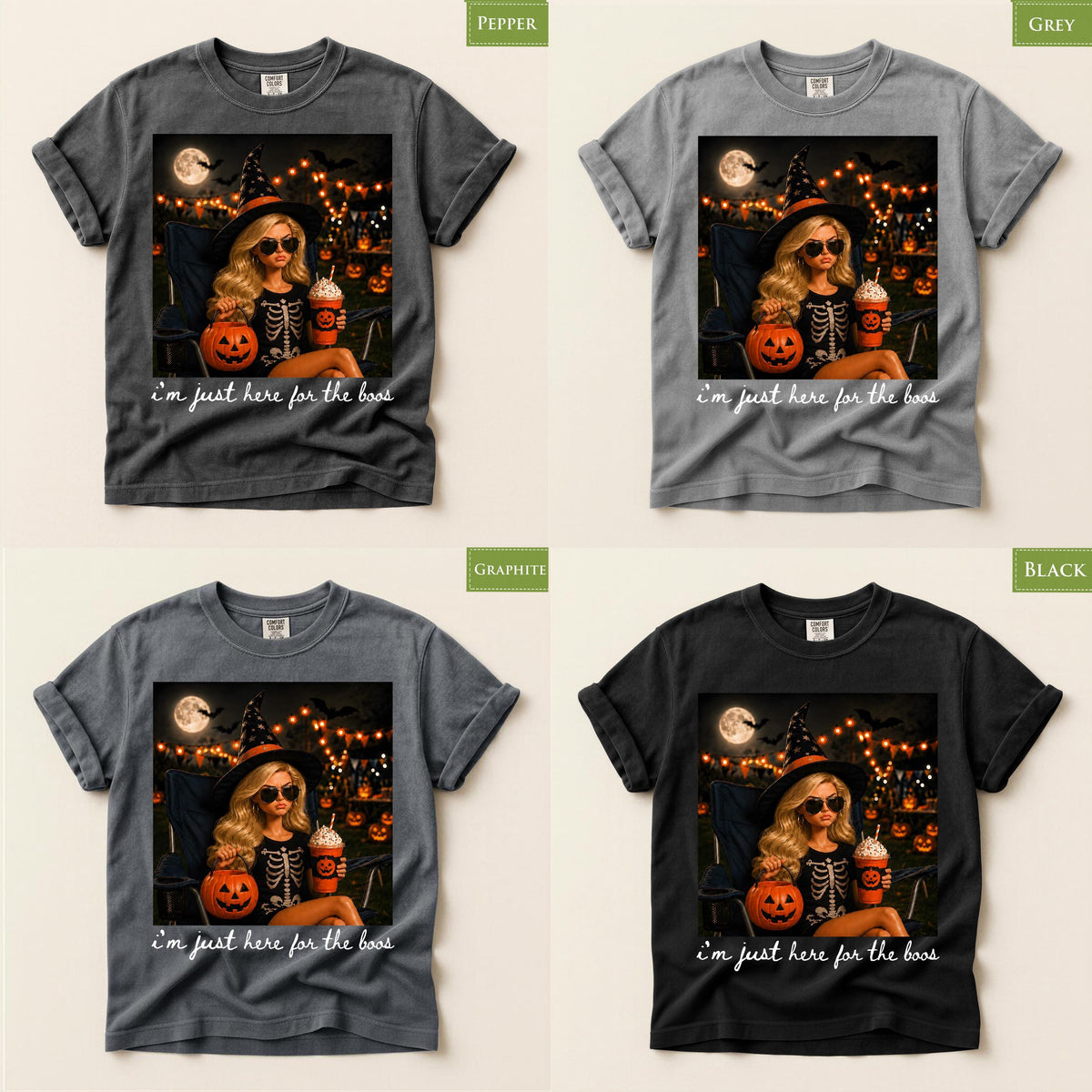 Comfort Colors® Halloween Pumpkin Spice Latte Blonde Doll Shirt, I'm Just Here for the Boos TShirt, Spooky Season Tee