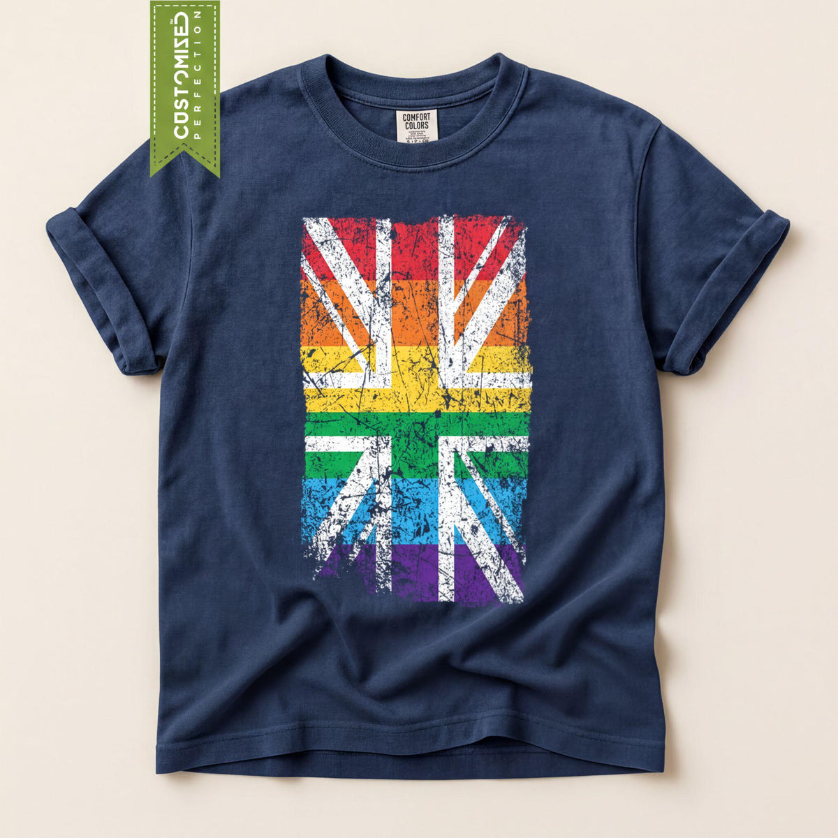 Comfort Colors® UK Union Jack Pride Flag Shirt, LGBTQIA2 Rights Top, British Gay Parade