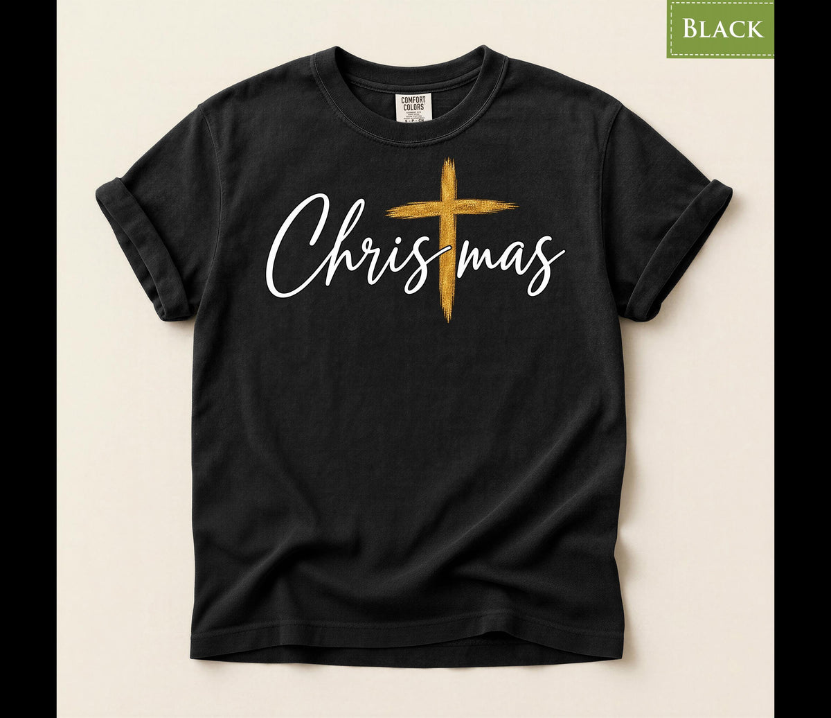 Comfort Colors® Christmas Cross Shirt, Christian Christmas T Shirt, Religious Holiday Tee, Faith Based Gift