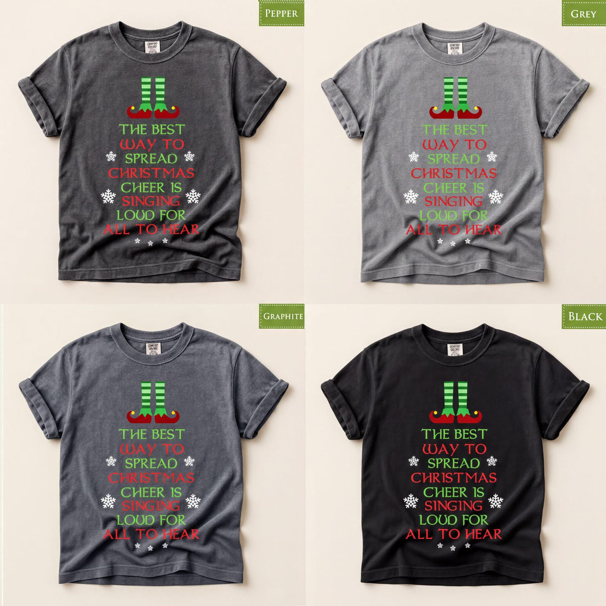 Comfort Colors® Christmas Cheer Shirt, Funny Elf-Inspired Holiday Tee, Singing Christmas Graphic, Festive Gift