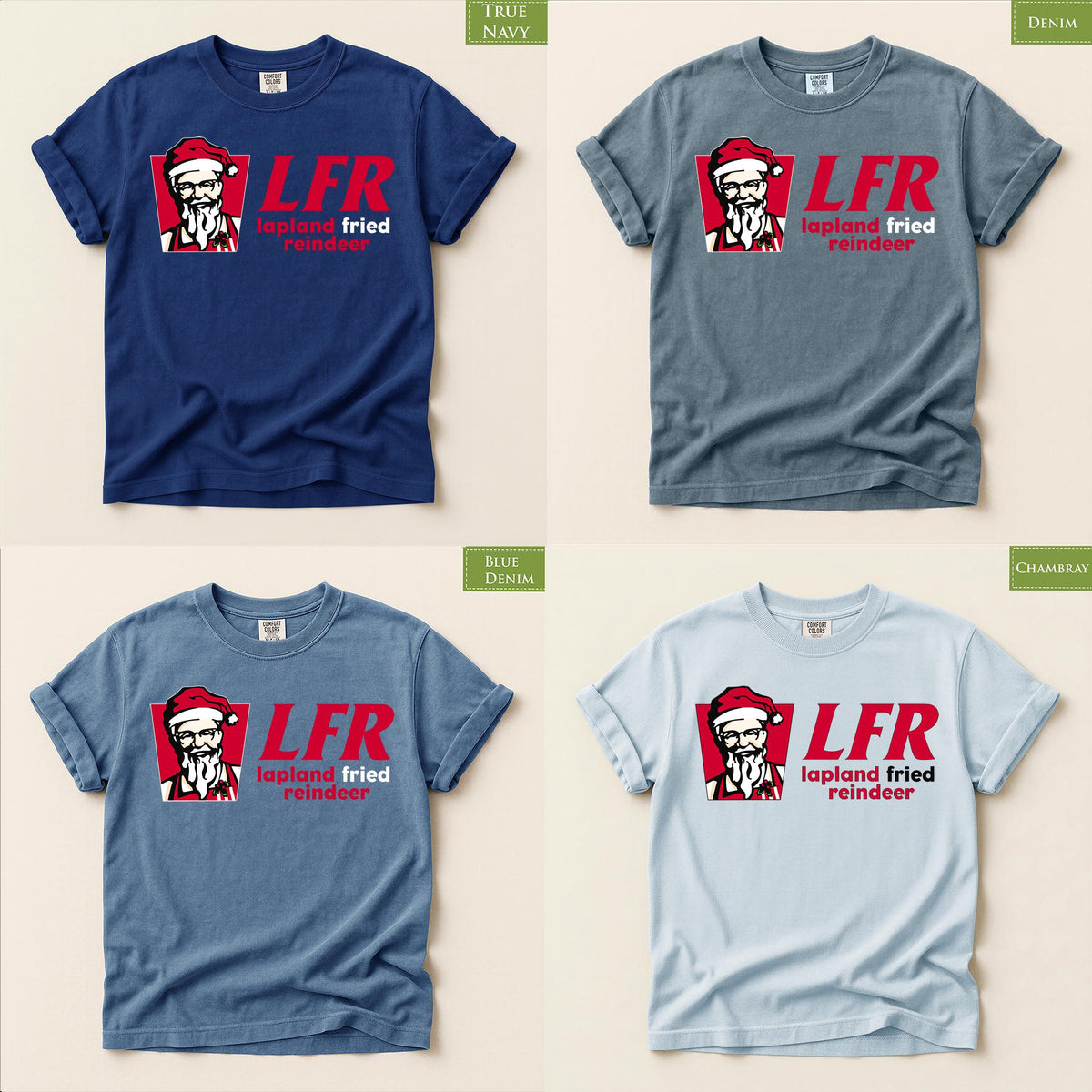 Comfort Colors® Lapland Fried Reindeer Shirt, Funny Christmas Tee, Santa Reindeer Holiday Graphic, Festive Gift