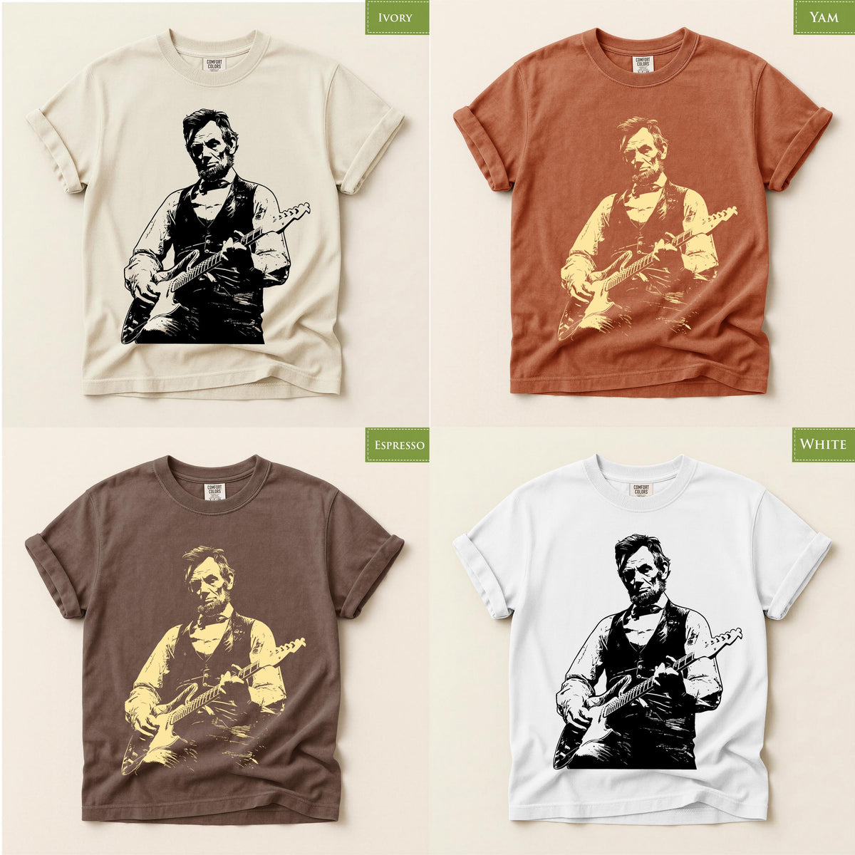 Abraham Lincoln Playing Guitar Shirt, Comfort Colors® Retro Political Humor Tee