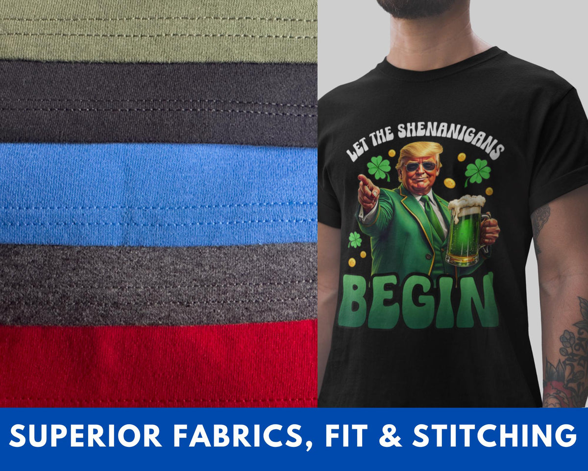 Funny Irish St Patricks Shirt, Let The Shenanigans Begin, Trump Humor T-shirt, Leprochon Tee