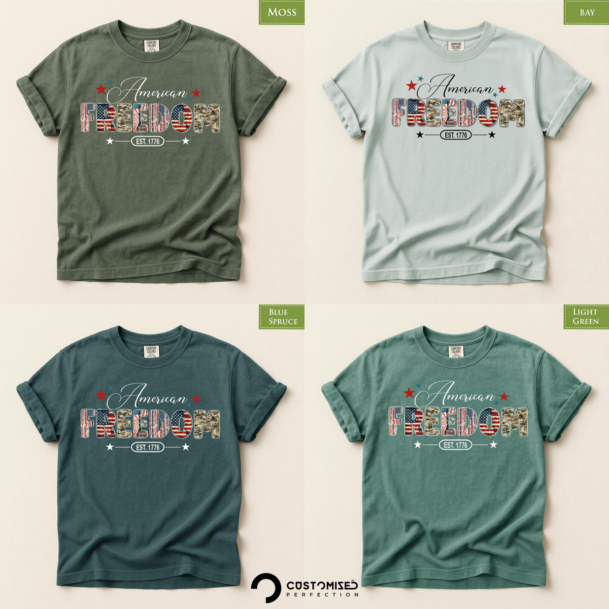 American Freedom T-Shirt, Comfort Colors® EST 1776 Patriotic USA Tee