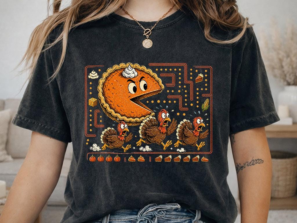 Comfort Colors® Thanksgiving Shirt, Funny Turkey Pie Chase Tee, Fall Food Graphic, Turkey Dinner top
