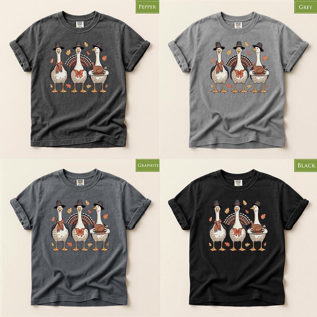 Comfort Colors® Thanksgiving Shirt, Funny Turkey Goose Tee, Pilgrim Bird Fall Graphic, Holiday Top