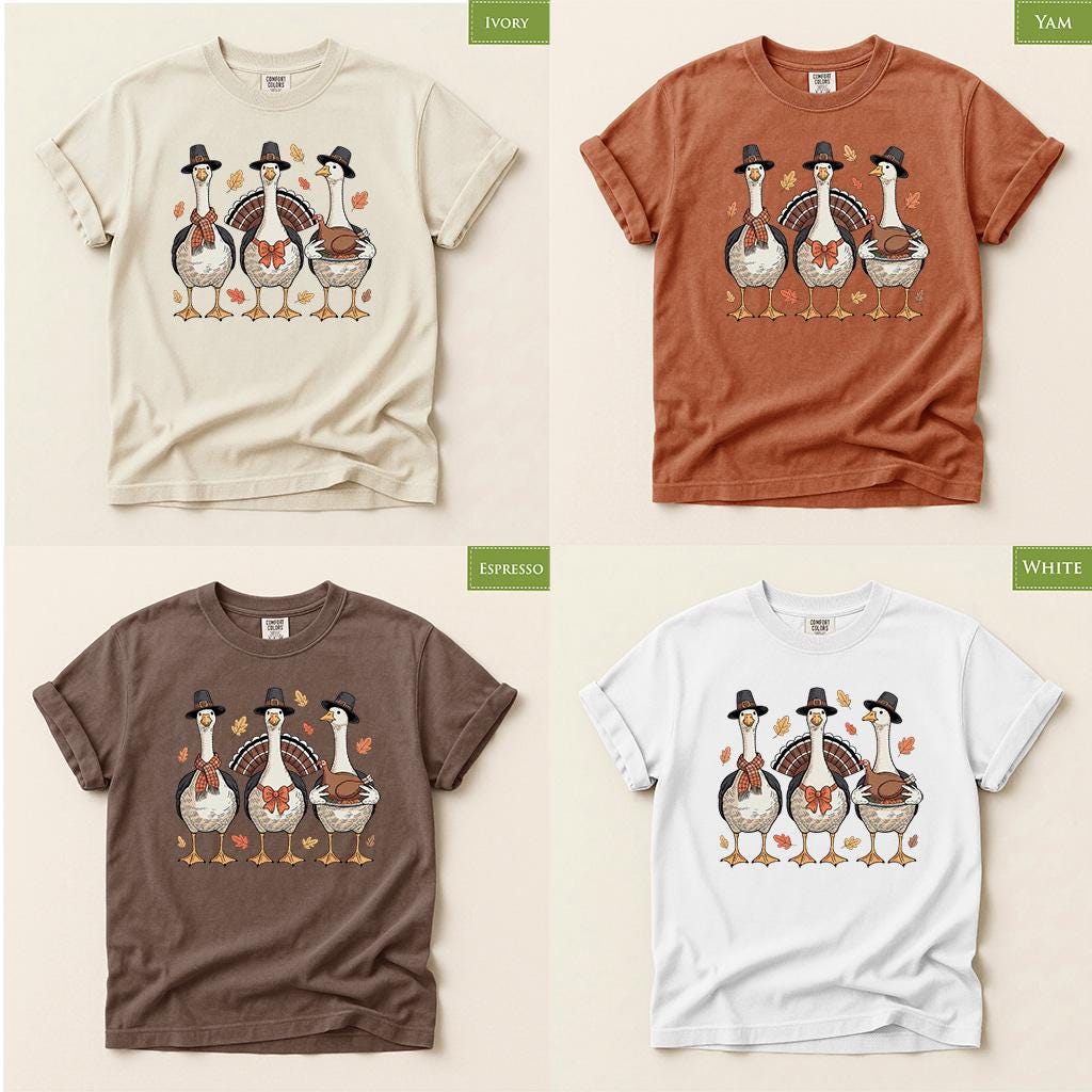 Comfort Colors® Thanksgiving Shirt, Funny Turkey Goose Tee, Pilgrim Bird Fall Graphic, Holiday Top