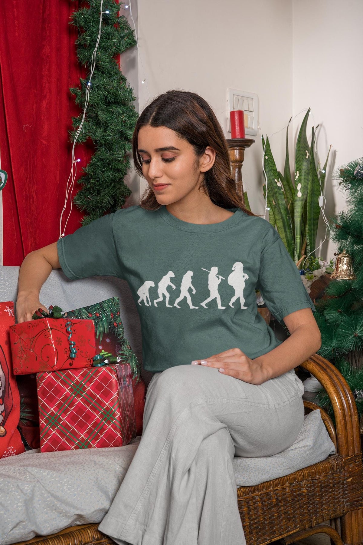 Comfort Colors® Santa Evolution Christmas Shirt, Funny Holiday Tee, Retro Santa Graphic, Festive Christmas Gift