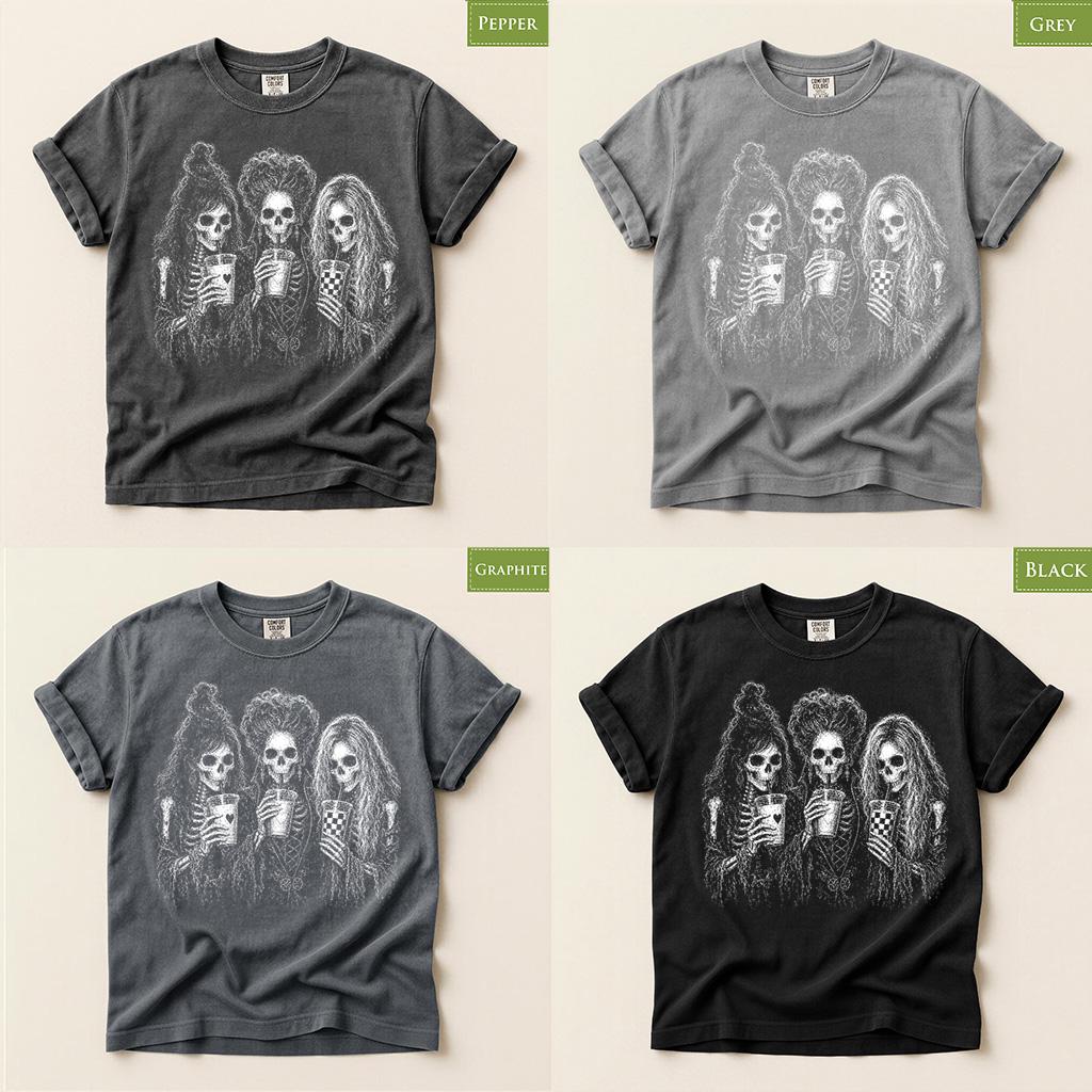 Comfort Colors® Hocus Pocus Halloween Shirt, Skeleton Witch Tee, Spooky Season Horror Gift