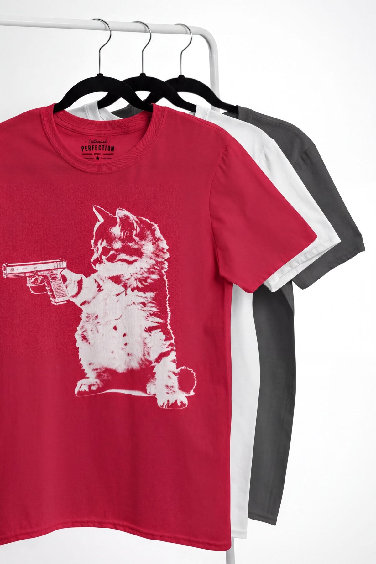 Comfort Colors® Cat Holding Gun Shirt, Funny Kitty Tee for Feline Lovers