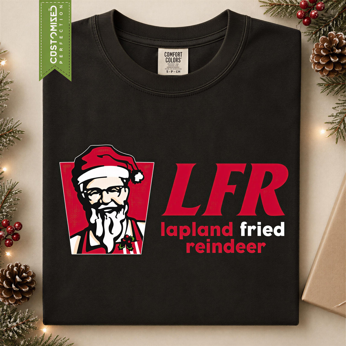 Comfort Colors® Lapland Fried Reindeer Shirt, Funny Christmas Tee, Santa Reindeer Holiday Graphic, Festive Gift