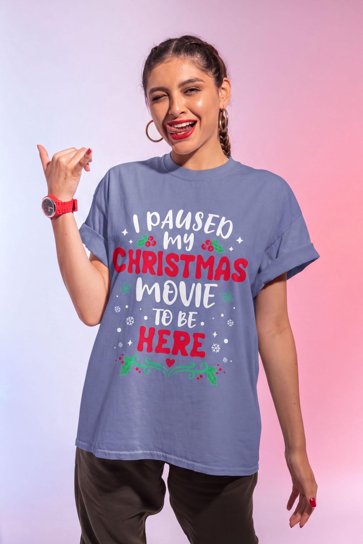 Comfort Colors® I Paused My Christmas Movie Shirt, Funny Holiday Tee, Christmas Movie Lover Gift, Festive Graphic
