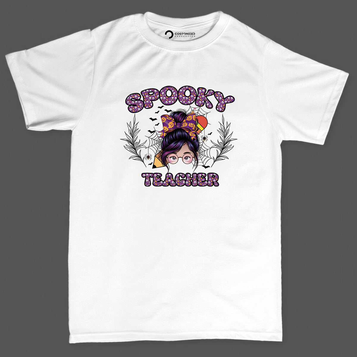 Spooky Teacher Shirt | Messy Bun Halloween Hoodie | Cute Teacher Gift Idea