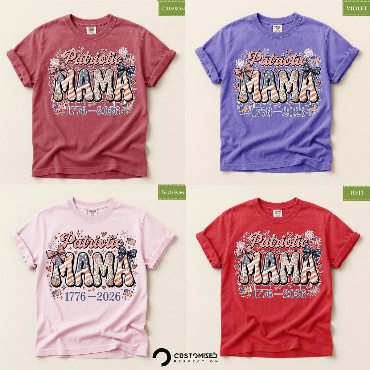 Patriotic Mama Shirt, Comfort Colors® American Flag Design, Mom July 4th Tee