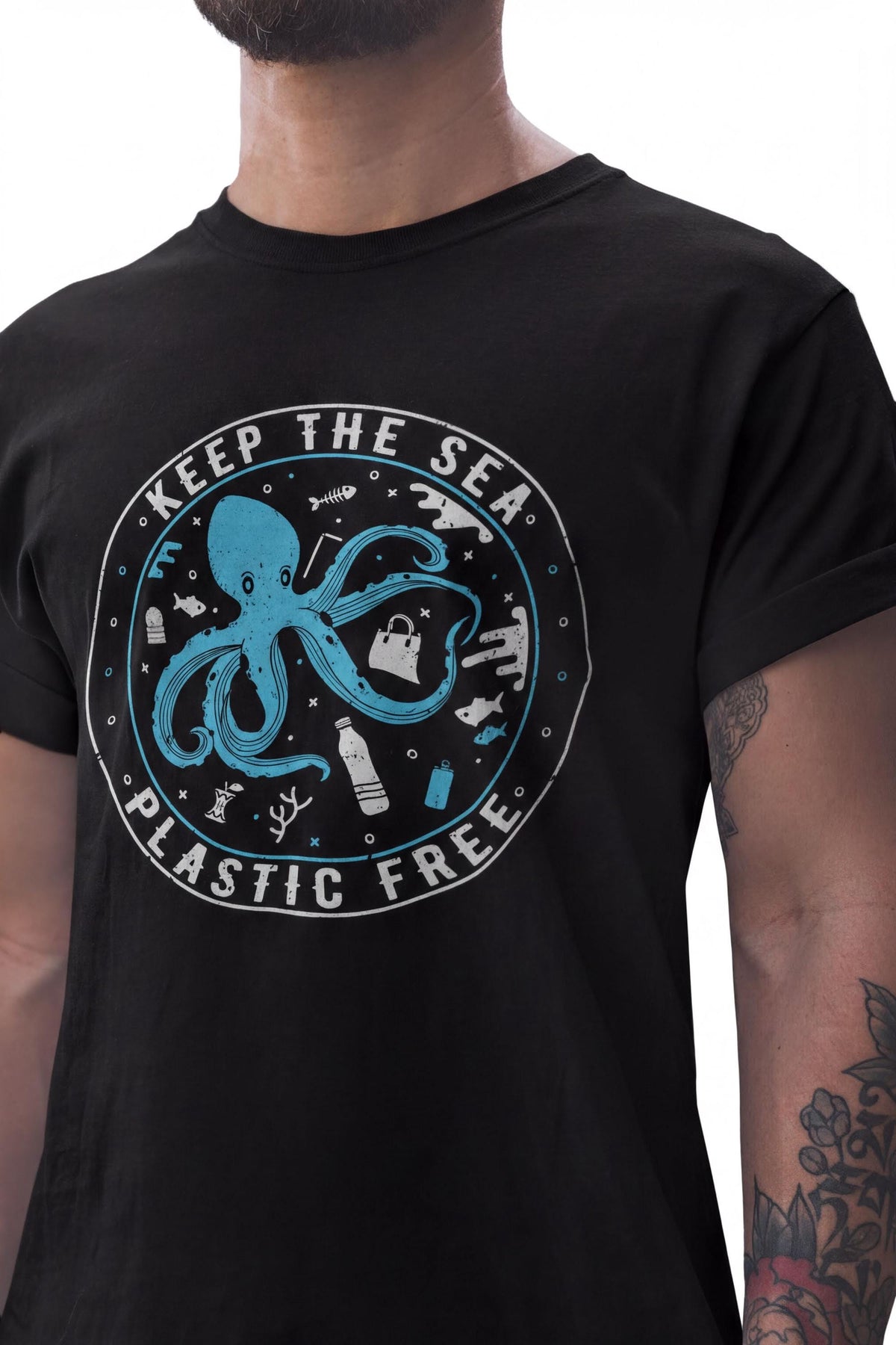 Scuba Diving Eco Marine Life Shirt: Plastic Free Octopus Design (Comfort Colors®) Tee