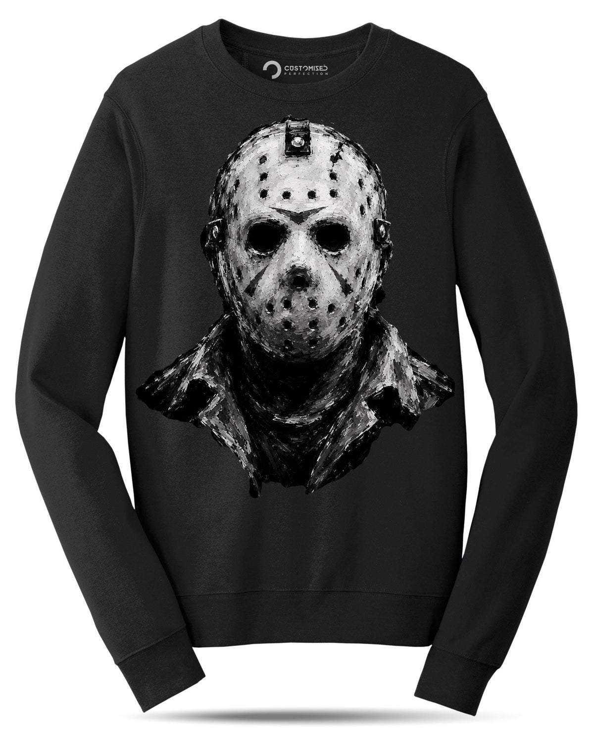 Hockey Mask Killer Shirt, Camp Horror Portrait T-Shirt, Chalk Art Slasher Hoodie, Black and White Mask Sweatshirt, Halloween Tee Gift