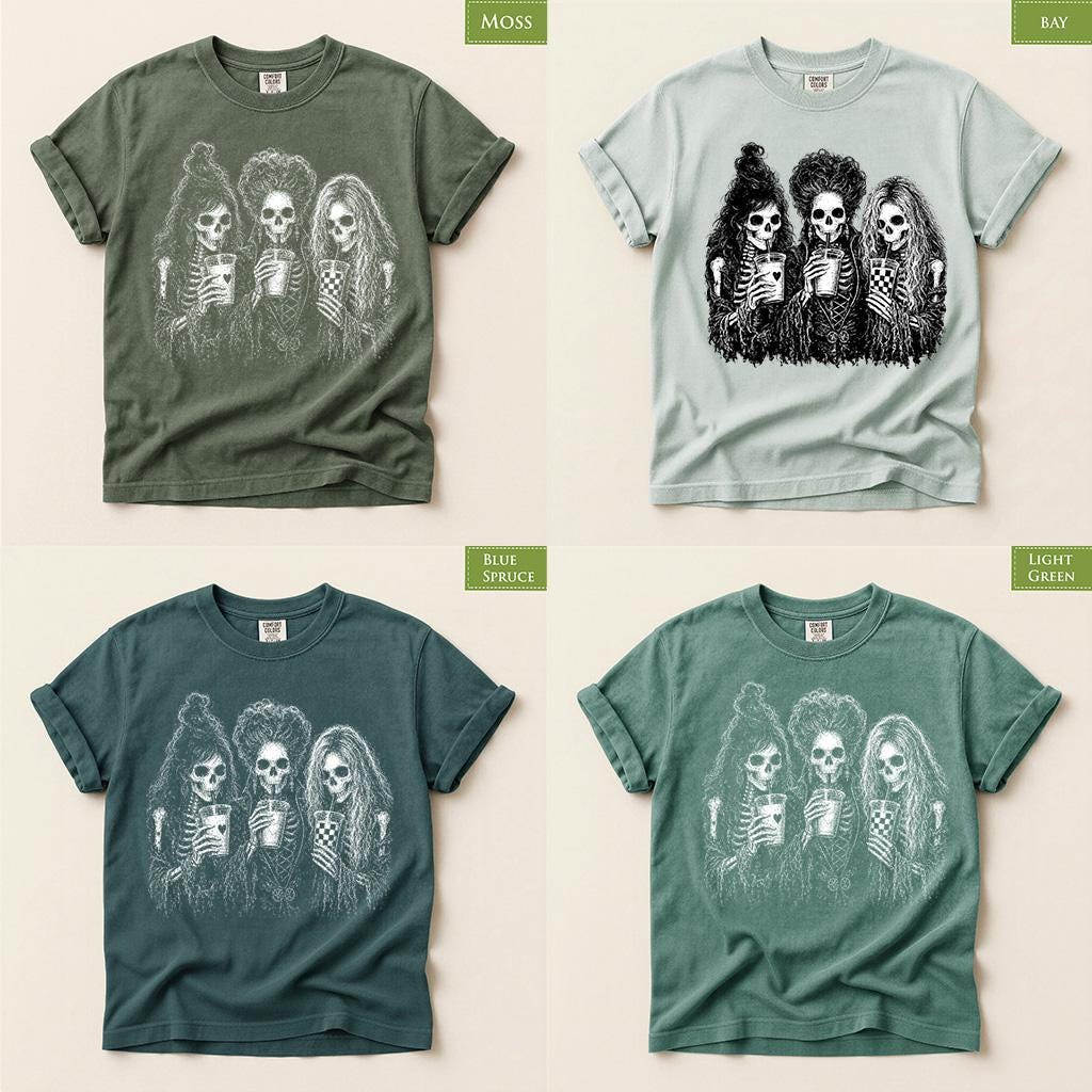 Comfort Colors® Hocus Pocus Halloween Shirt, Skeleton Witch Tee, Spooky Season Horror Gift