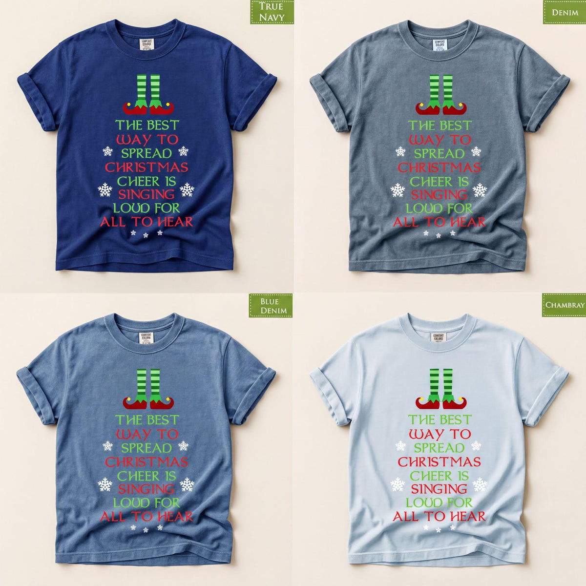 Comfort Colors® Christmas Cheer Shirt, Funny Elf-Inspired Holiday Tee, Singing Christmas Graphic, Festive Gift