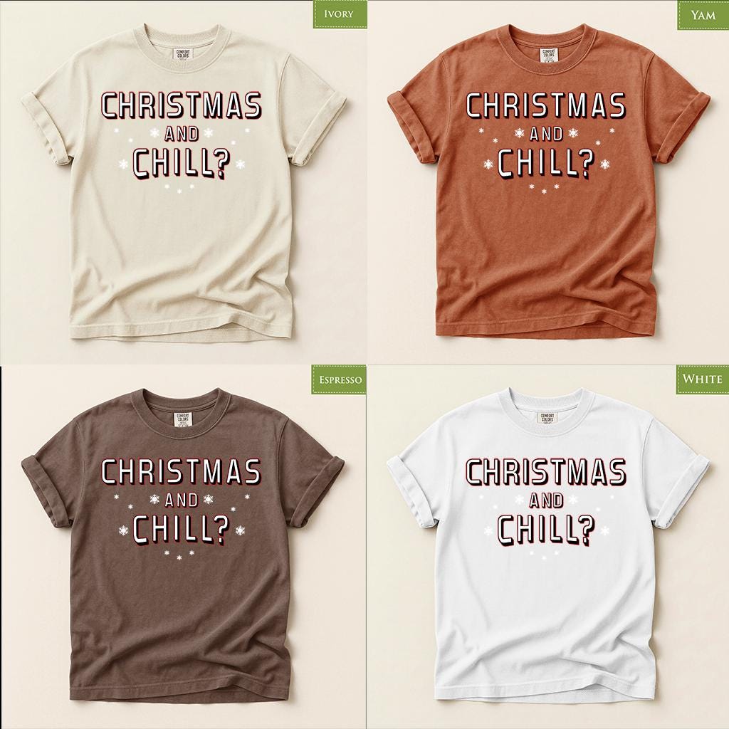 Comfort Colors® Christmas and Chill Shirt, Funny Holiday Tee, Cozy Winter Graphic, Christmas Gift