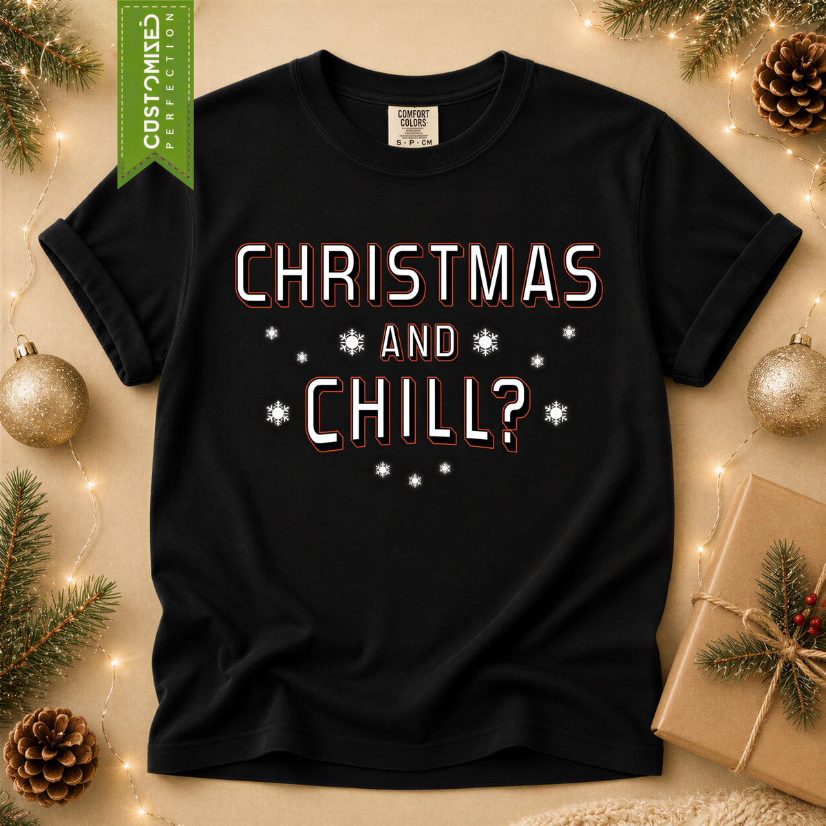 Comfort Colors® Christmas and Chill Shirt, Funny Holiday Tee, Cozy Winter Graphic, Christmas Gift