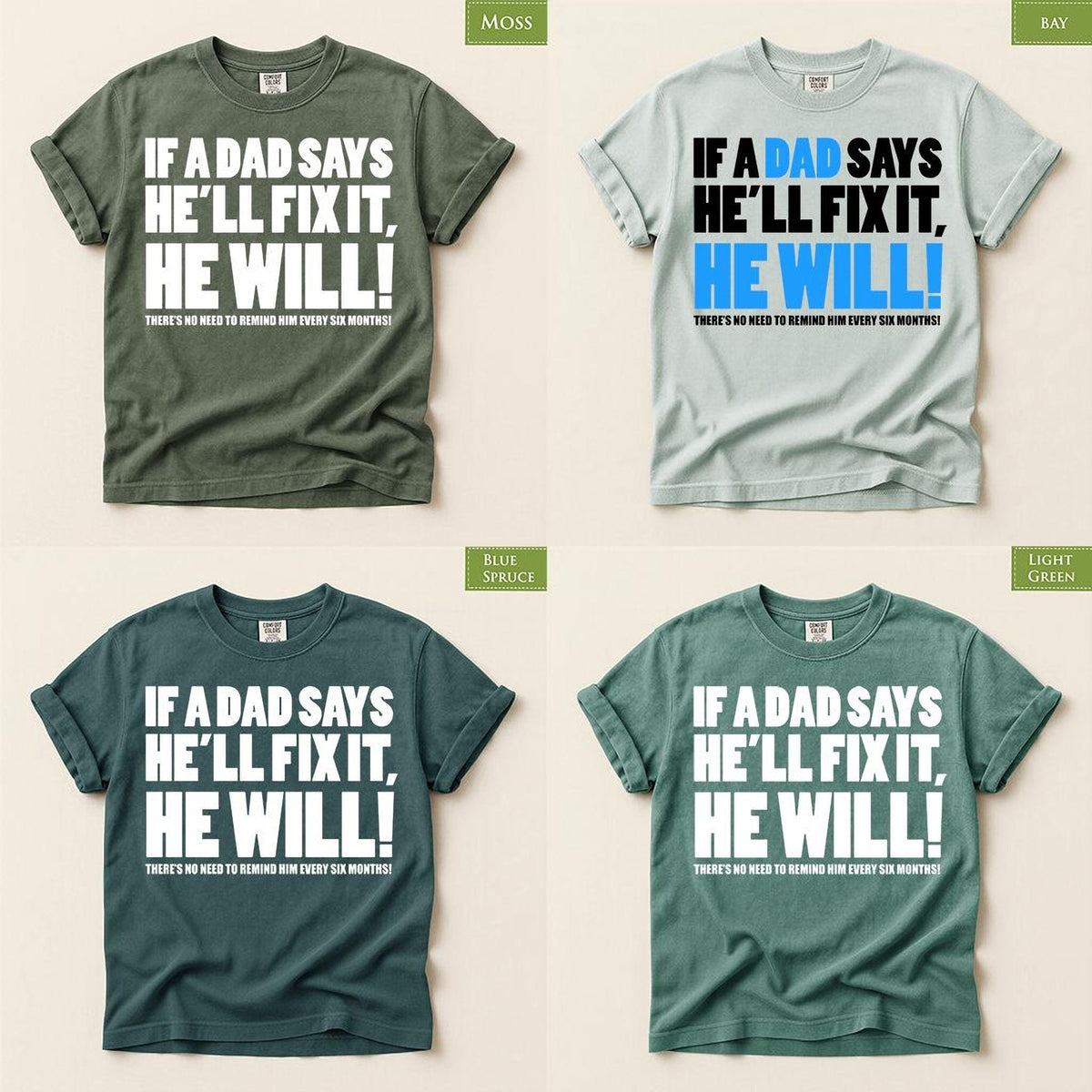 Funny Fathers Shirt, Comfort Colors® Dad Tee, Lazy Husband Sarcastic Joke Design