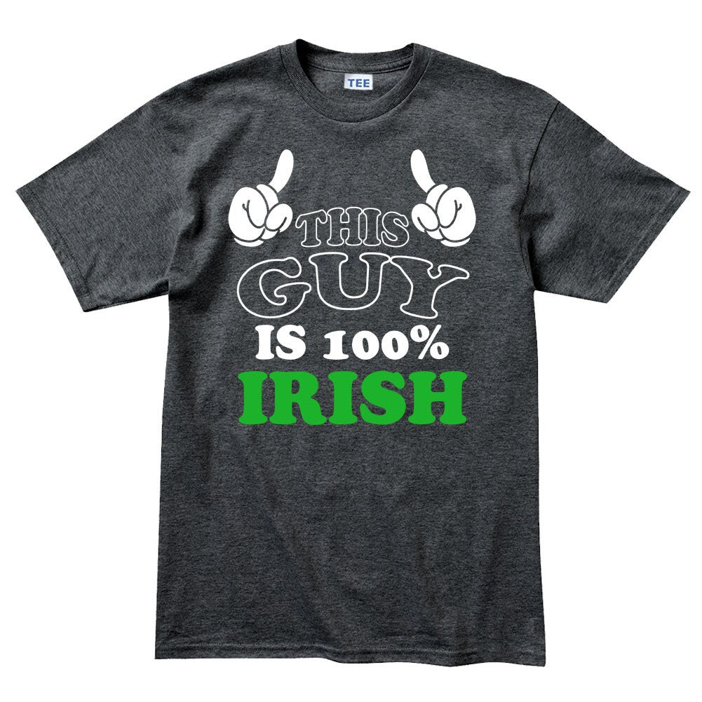 Mens 100% Irish Guy Leprechaun Shamrock Clover Paddys Patricks Day T shirt Tee Top T-shirt