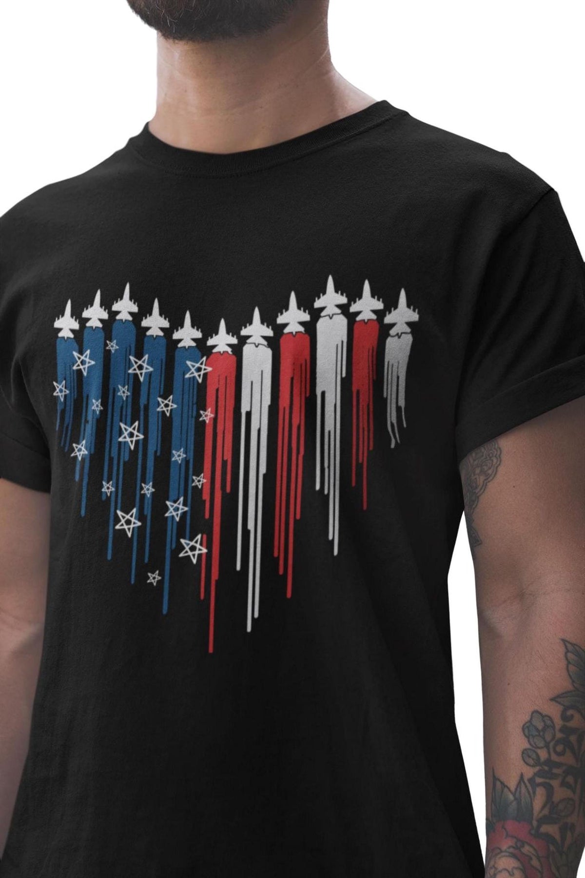 Comfort Colors® Patriotic Fighter Jet Shirt, Air Force Flyover Graphic Tee, 4th of July Celebration Top