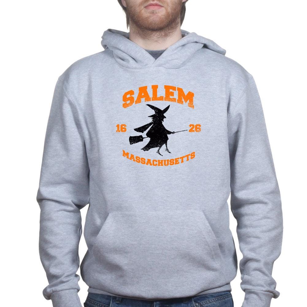 Salem Massachusetts Witch Shirt, Vintage Varsity Halloween T-Shirt, Flying Witch Broom Hoodie, Retro Salem Sweatshirt, Halloween Tee Gift