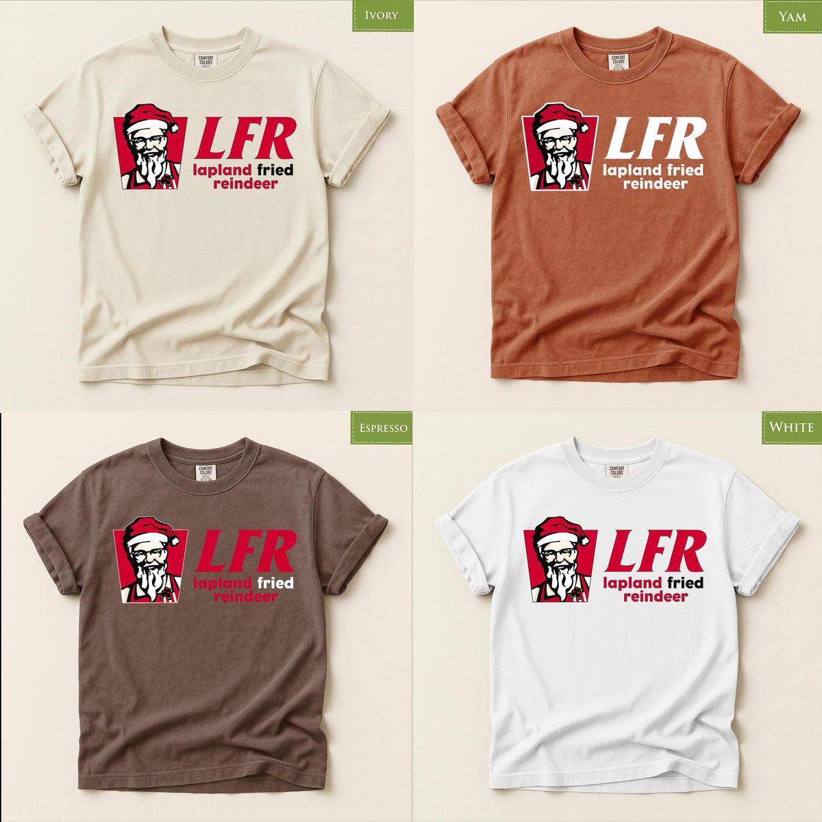 Comfort Colors® Lapland Fried Reindeer Shirt, Funny Christmas Tee, Santa Reindeer Holiday Graphic, Festive Gift