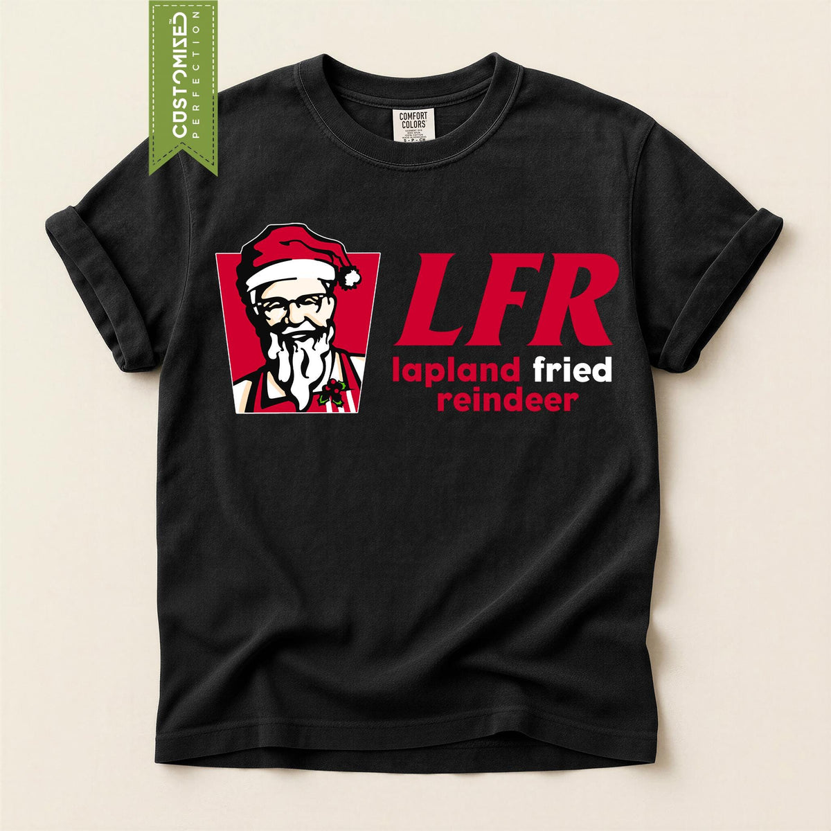 Comfort Colors® Lapland Fried Reindeer Shirt, Funny Christmas Tee, Santa Reindeer Holiday Graphic, Festive Gift