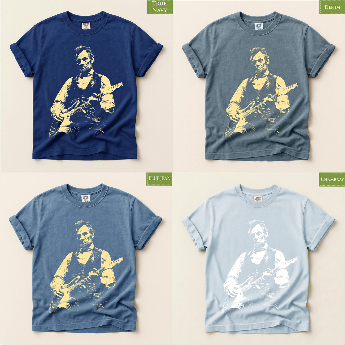 Abraham Lincoln Playing Guitar Shirt, Comfort Colors® Retro Political Humor Tee