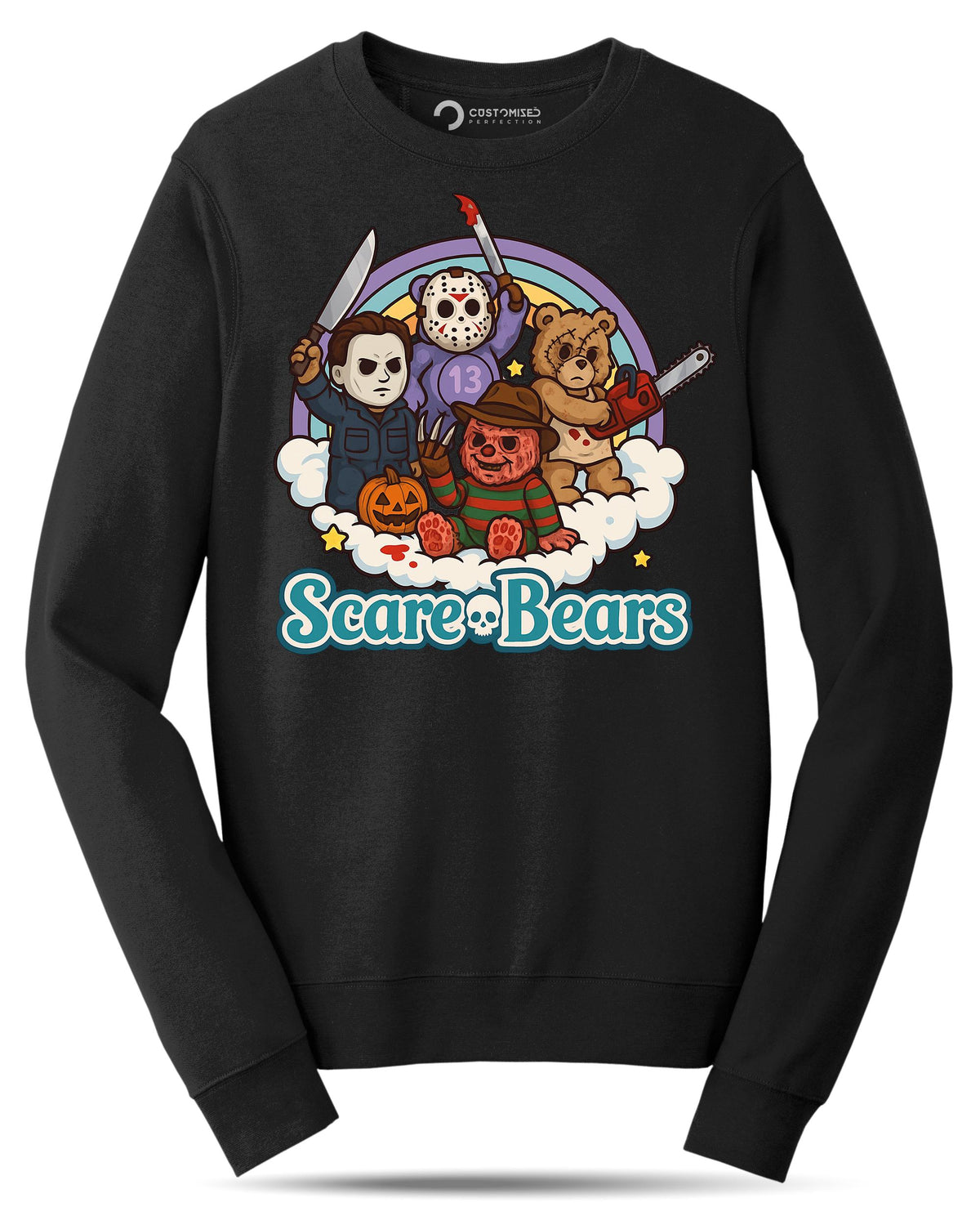 Comfort Colors® Halloween Cute Retro Slasher Bear Shirt, Scare Bears Horror Graphic Tee, Fall Autum Top