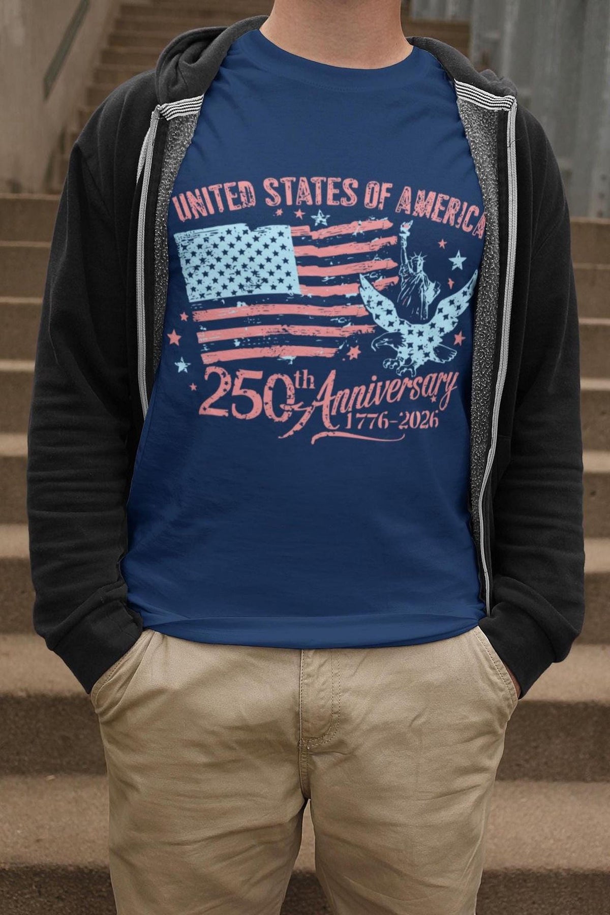 American Flag Shirt, July 4th Celebration Tee, USA 250th Anniversary