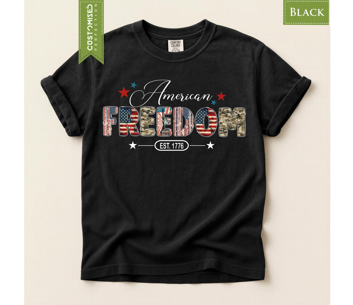 American Freedom T-Shirt, Comfort Colors® EST 1776 Patriotic USA Tee