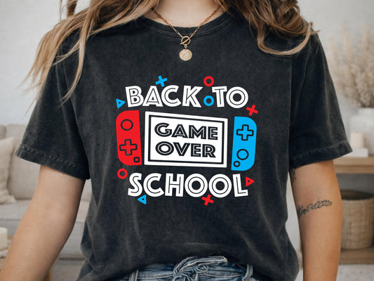 Comfort Colors® Game Over Gamer Shirt, Back to School Graphic Tee, First Day Student Teacher Gift