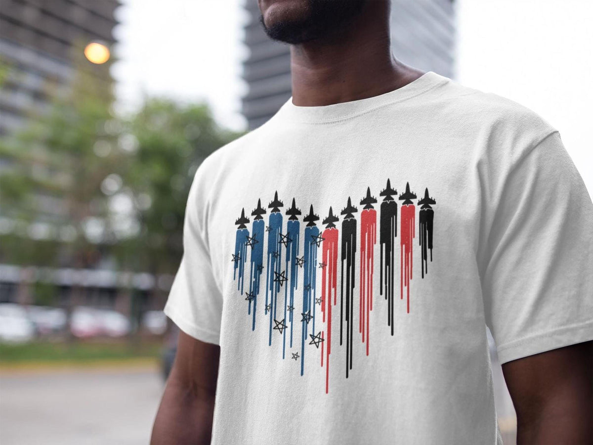 US Air Force Flyover Shirt, 4th of July, 250th Anniversary Tee, Red White & Blue Fighter Jets