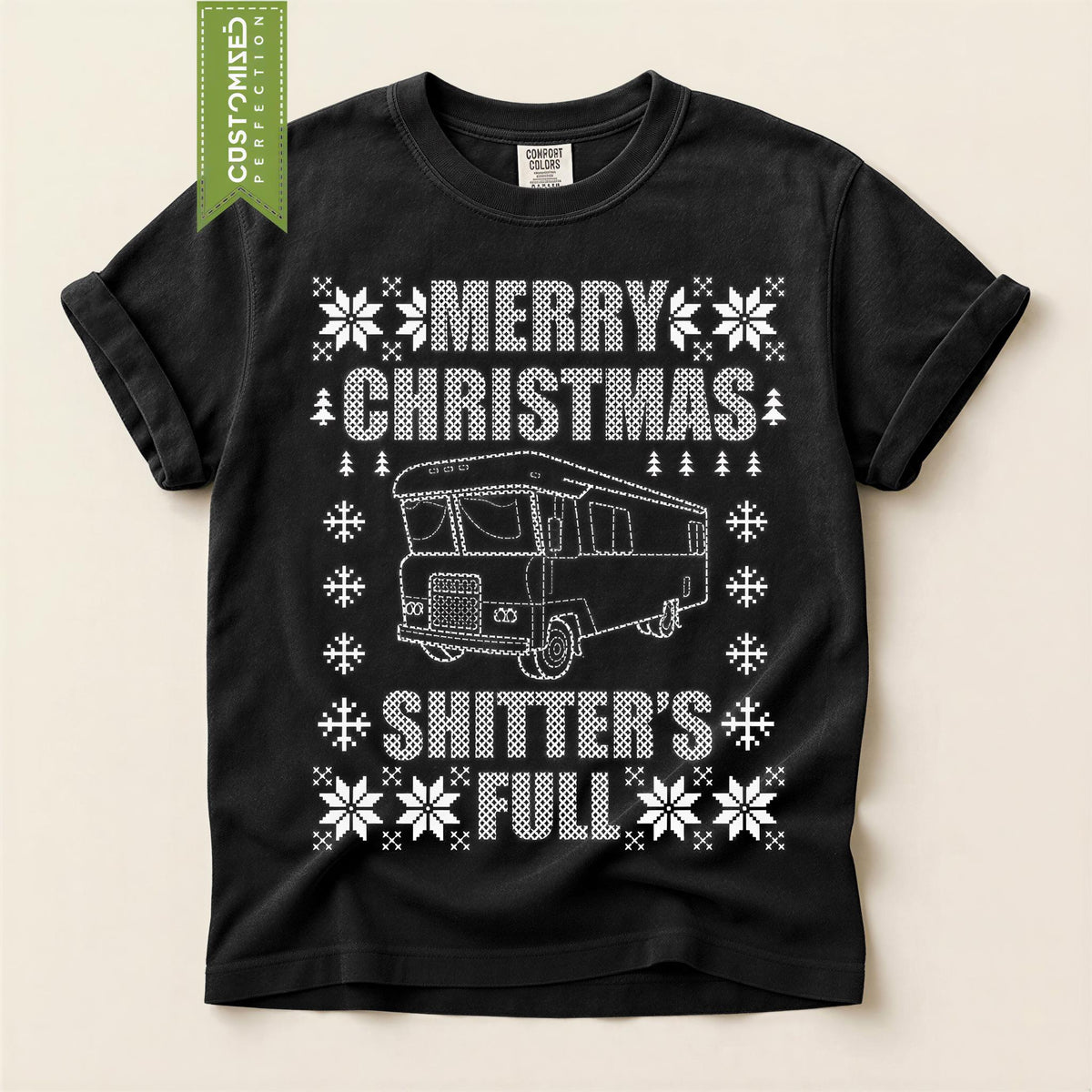 Comfort Colors® Merry Christmas Shirt, Funny Christmas Vacation Tee, Shitters Full RV Shirt, Holiday Road Trip Gift, Festive Winter Tee
