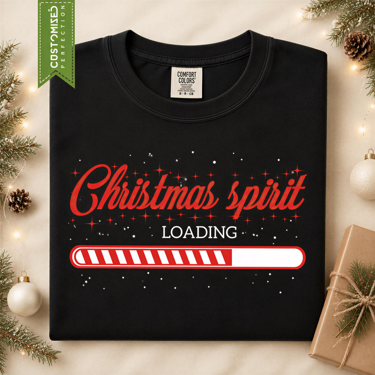 Comfort Colors® Christmas Spirit Loading Shirt, Funny Holiday Tee, Christmas Loading Graphic, Festive Winter Gift