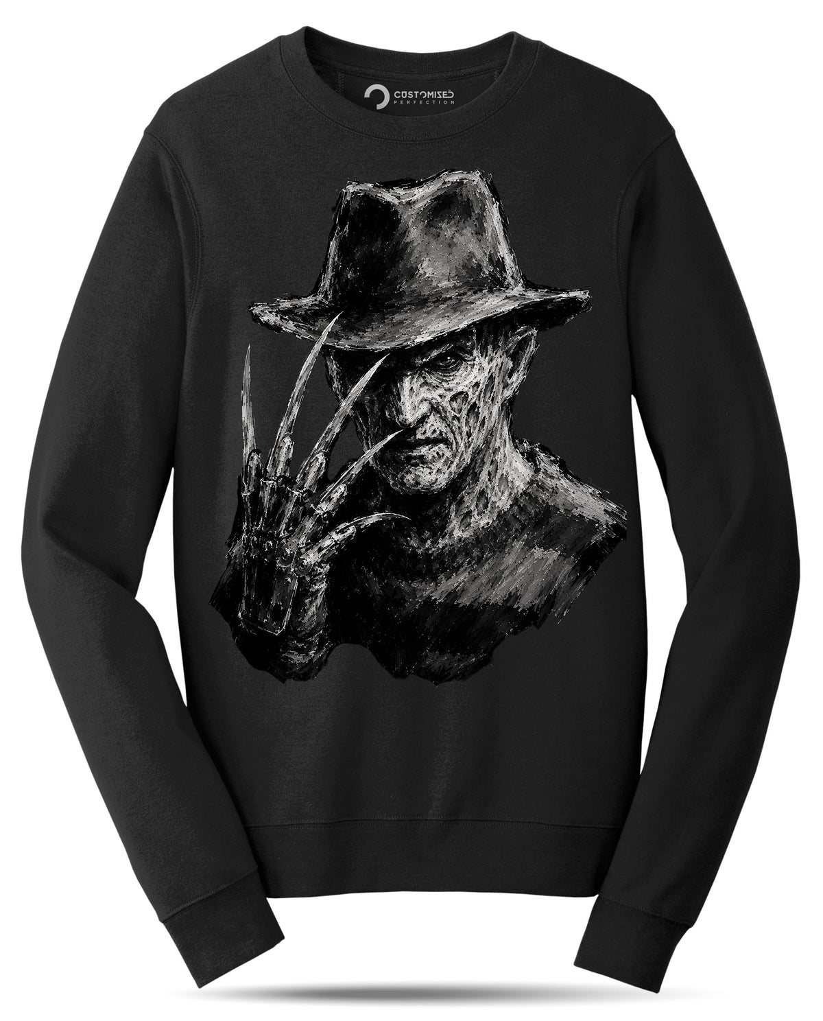 Bladed Glove Villain Shirt, Nightmare Stalker Portrait T-Shirt, Chalk Art Horror Hoodie, Fedora Horror Sweatshirt, Halloween Tee Gift