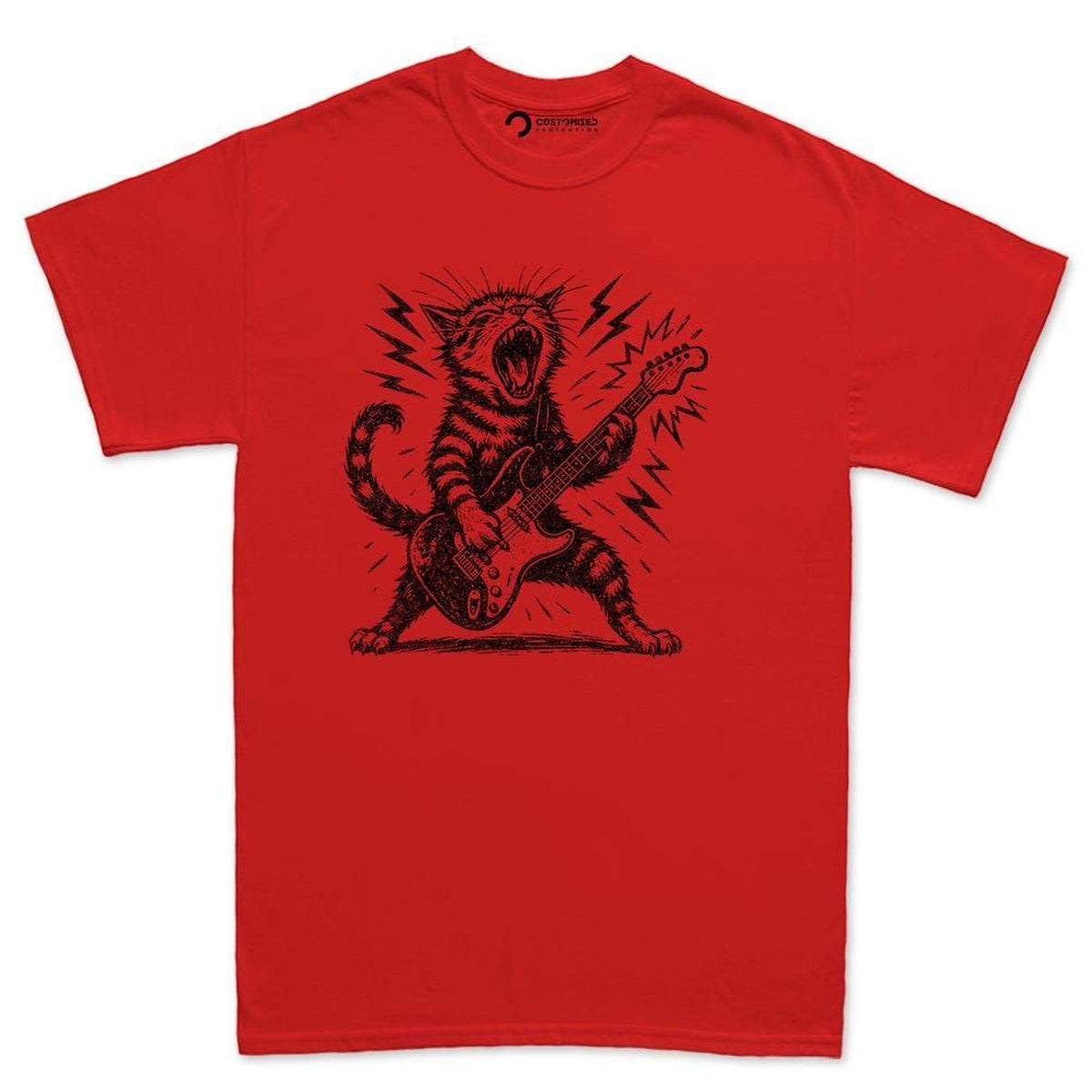 Rock and Roll Cat Guitar T-Shirt | Funny Feline Lover Tee
