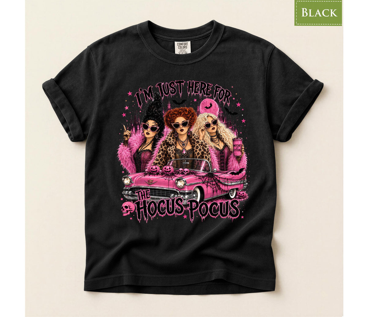 Three Witches Pink Car Shirt, Retro Witch Squad T-Shirt, Sassy Halloween Trio Hoodie, Pink Cadillac Witches Sweatshirt, Halloween Tee Gift