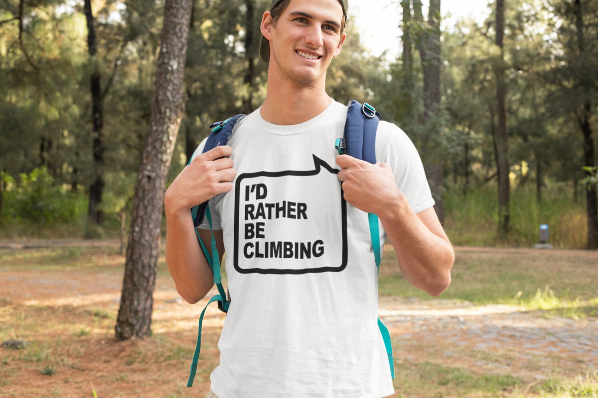 Rock Climbing Mens T-shirt, Sport Lover Funny Men Shirt, Funny Climbing Quotes T-shirt, Rock Climbing Gift, I'd Rather Be Climbing Shirt