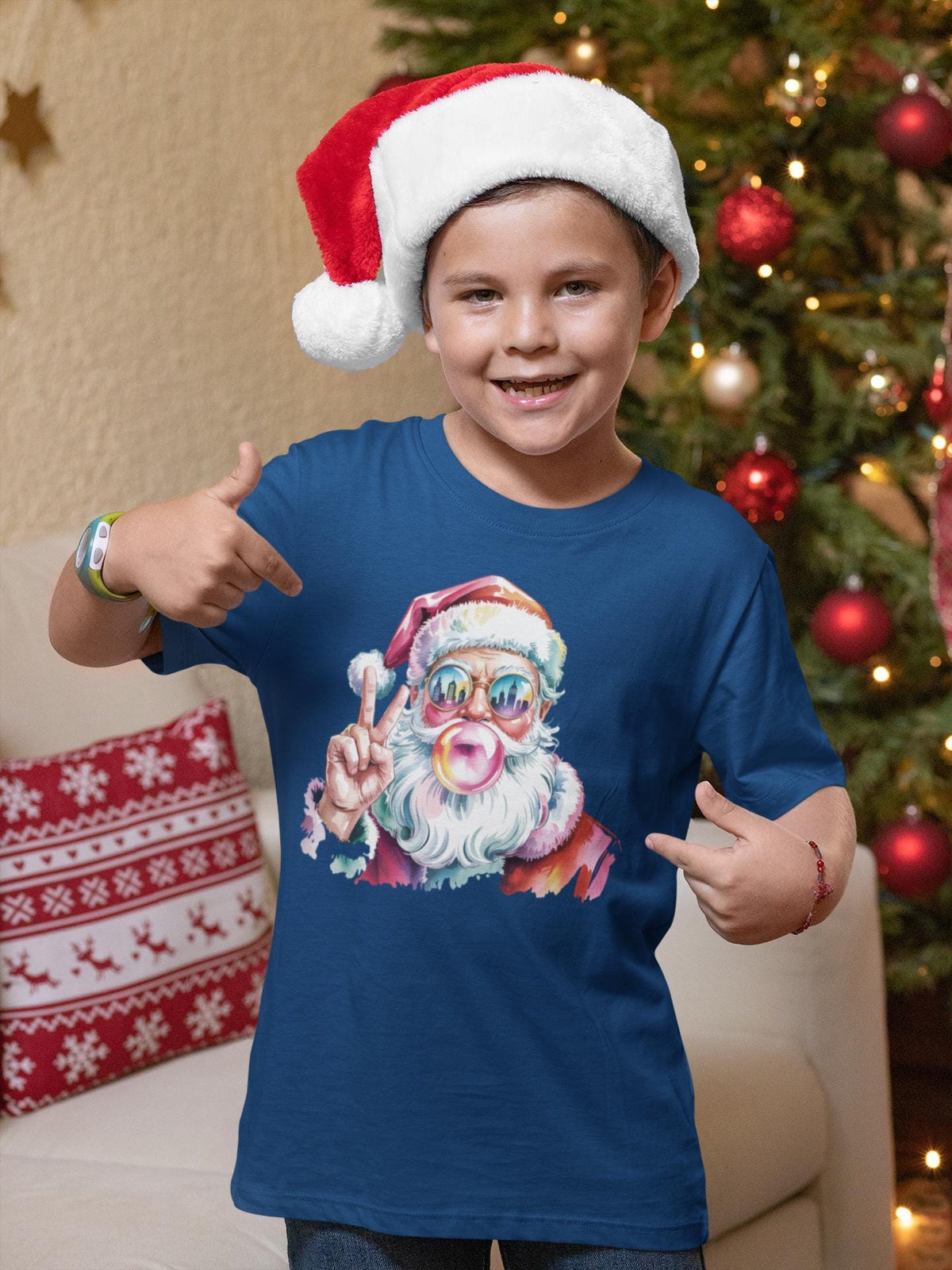 Comfort Colors® Christmas Shirt, Retro Santa Tee, Bubble Gum Santa, Colorful Holiday Graphic, Xmas Gift