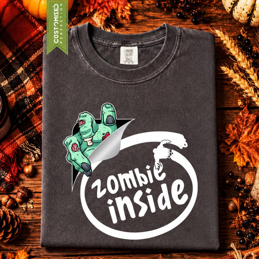 Comfort Colors® Zombie Inside Tee, Halloween Costume T-shirt, Funny Trick or Treat Top
