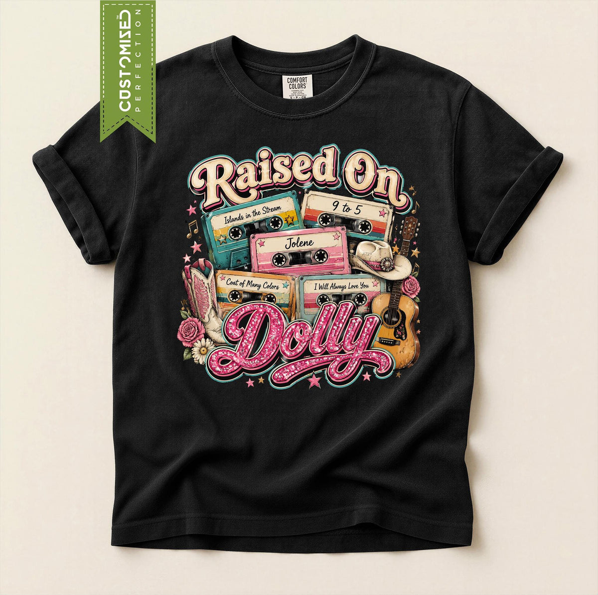 Comfort Colors® Raised On Dolly Parton Country Shirt, Retro Cassette Tape TShirt, Jolene 9 To 5 Country Music Tee, Dolly Parton  Gift Idea