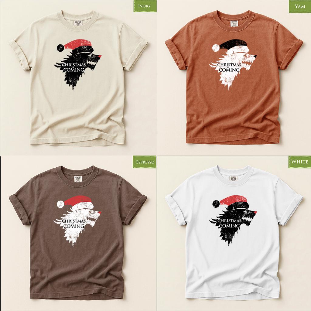 Comfort Colors® Christmas Is Coming Shirt, Santa Wolf Holiday Tee, Winter Graphic, Funny Christmas Gift