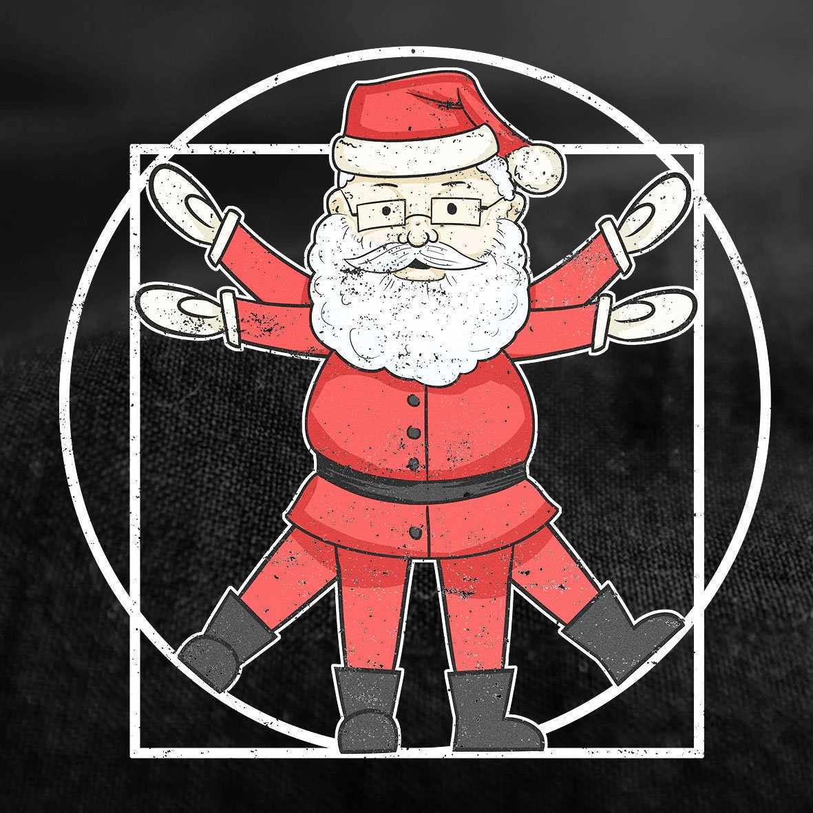 Vitruvian Man Christmas Shirt for Women, Funny Xmas Crew Shirt, Funny Holiday Shirt, Funny Santa Claus Shirt, Vitruvian Santa Ladies Shirt