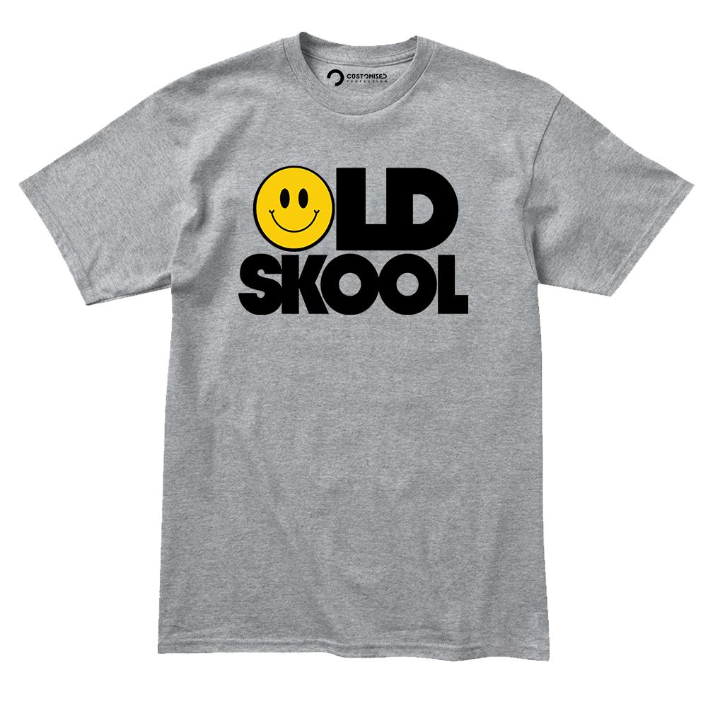 Old Skool T-shirt, Vintage Style Retro Tee, Funny Smiley Face Top