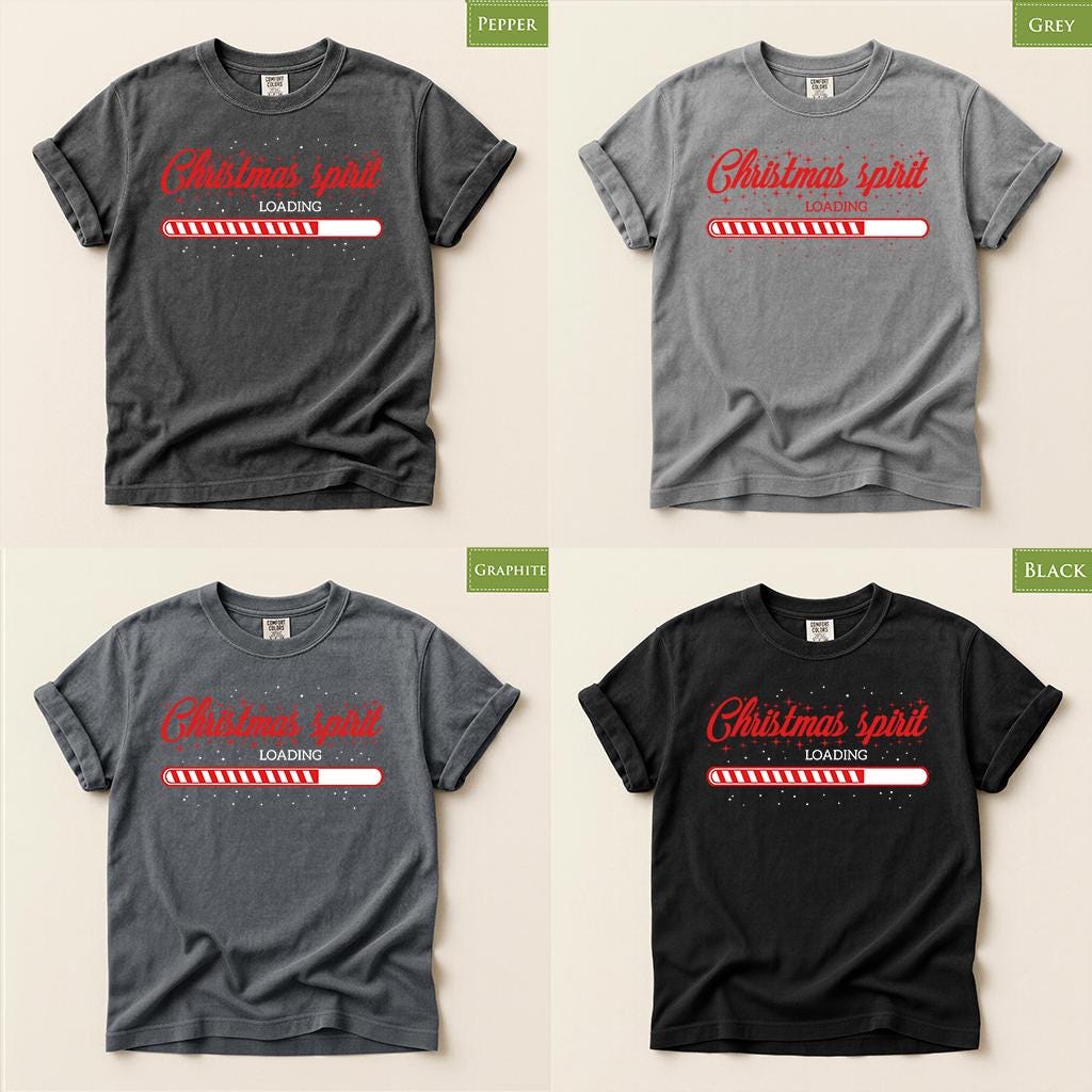 Comfort Colors® Christmas Spirit Loading Shirt, Funny Holiday Tee, Christmas Loading Graphic, Festive Winter Gift